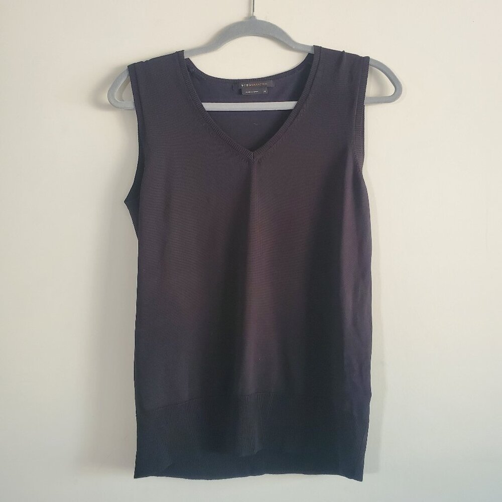 BCBGMaxAzria Women's Sleeveless Knit Top Medium Black Casual Preppy Grunge Goth